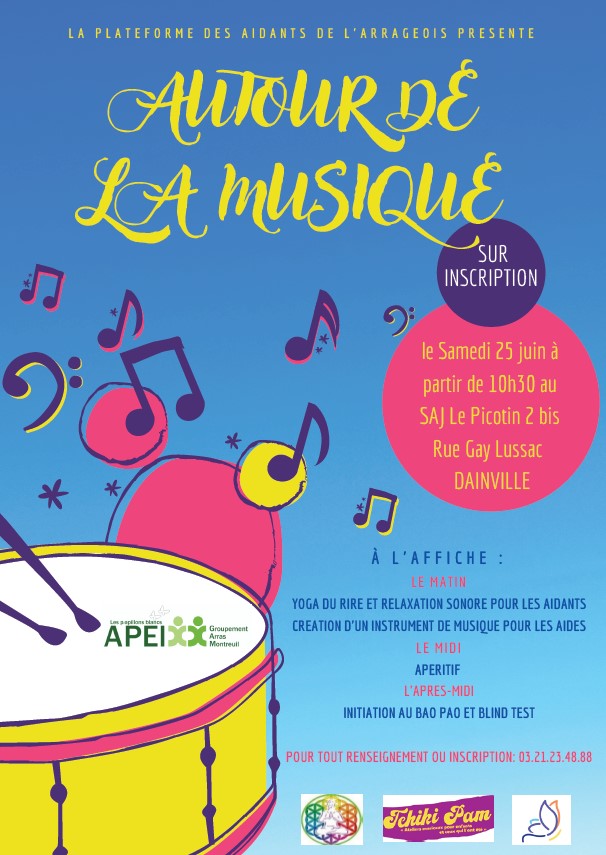 Affiche fête de la musique au SAJ de dainville le 25 juin 2022